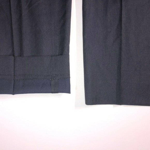 Canali Brown Label Navy Wool Flat Front Pants - Picture 3 of 8